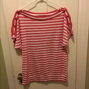 Talbots pink striped sweater tee size xl